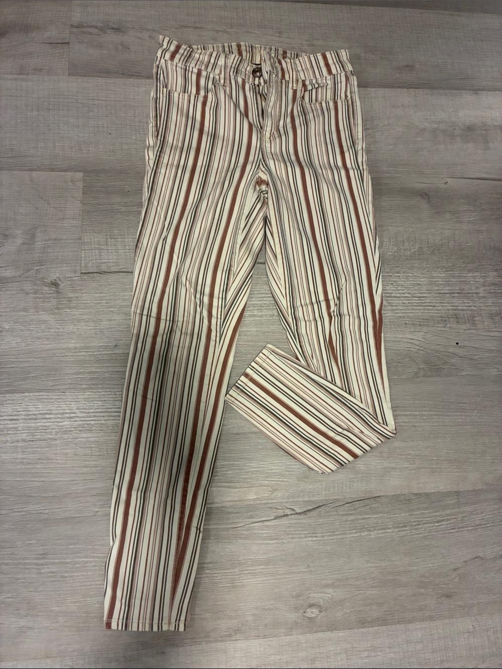American Eagle Outfitters Striped Chinos in Cream and Brown